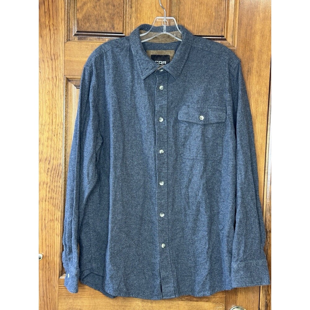 CQR Gray Flannel Corduroy Cuff Button Down Shirt L Cotton Outdoor Workwear